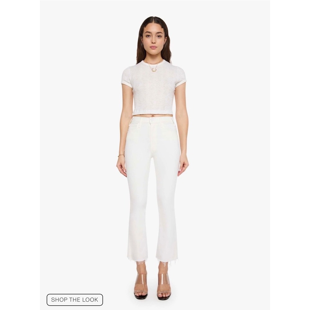 Mother The Hustler Ankle Fray Jeans White Fairest Of Them All 24 High Rise Flare